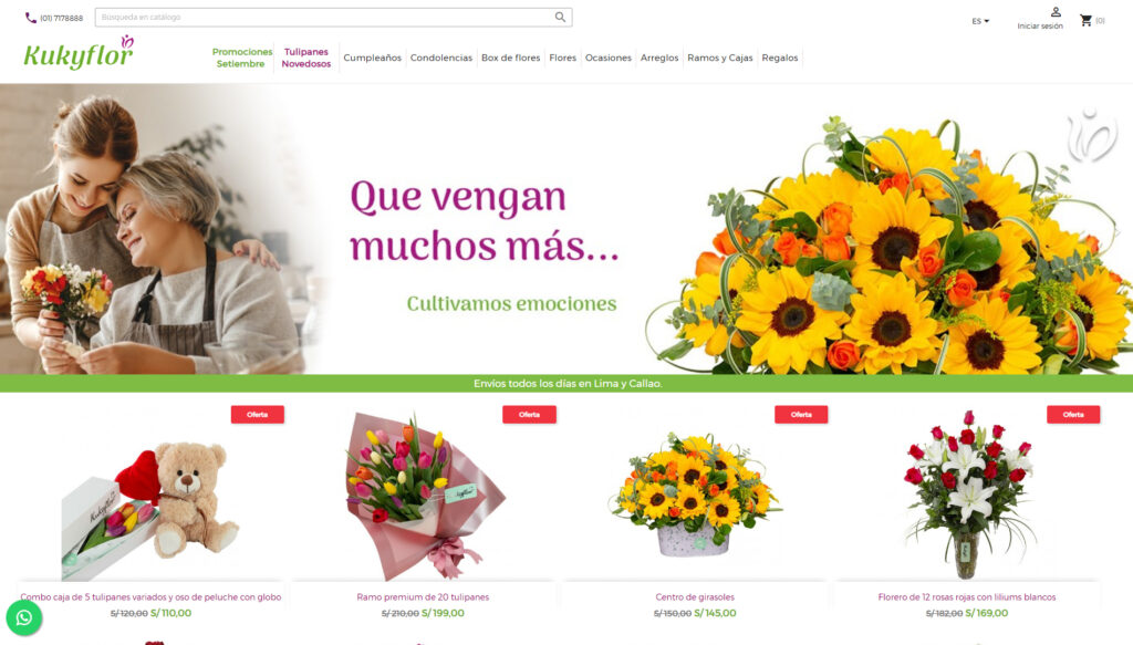 Página web de Florería Kukyflor